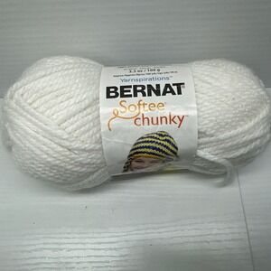 BERNAT SOFTEE CHUNKY YARN (3.5OZ), WHITE 161138. Super Bulky 6 Approx. 108 Yards